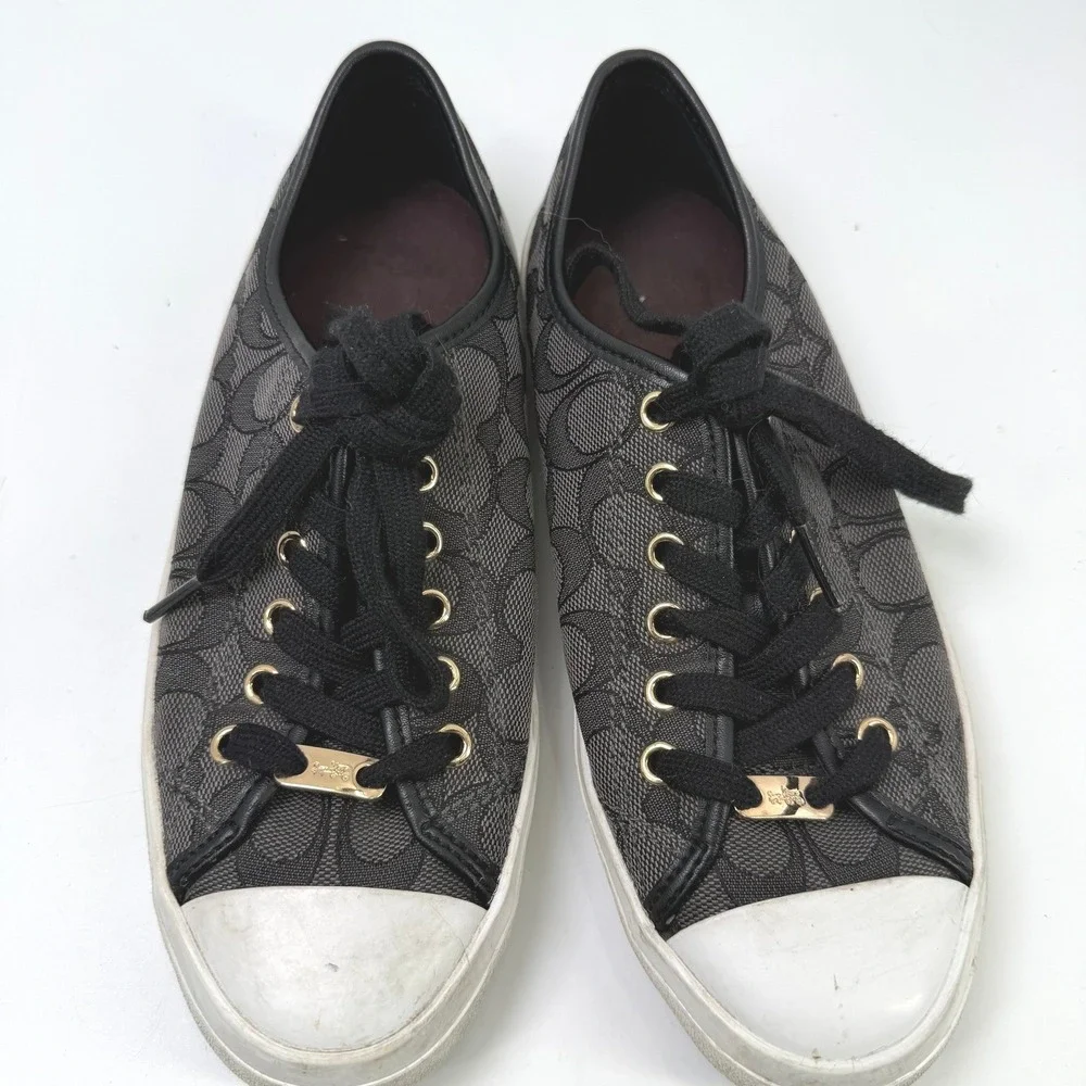 Coach Empire Sneakers Women 7.5B Signature Monogram Black‎ Designer Streetwear